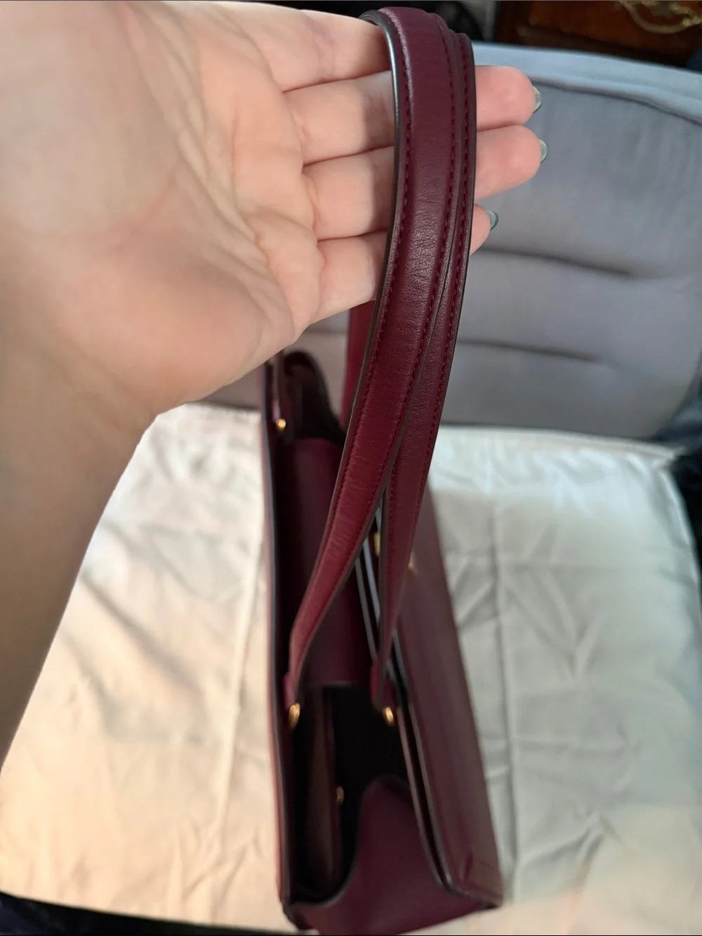 Kate Spade Leather Tote in Burgundy with Gold hardware